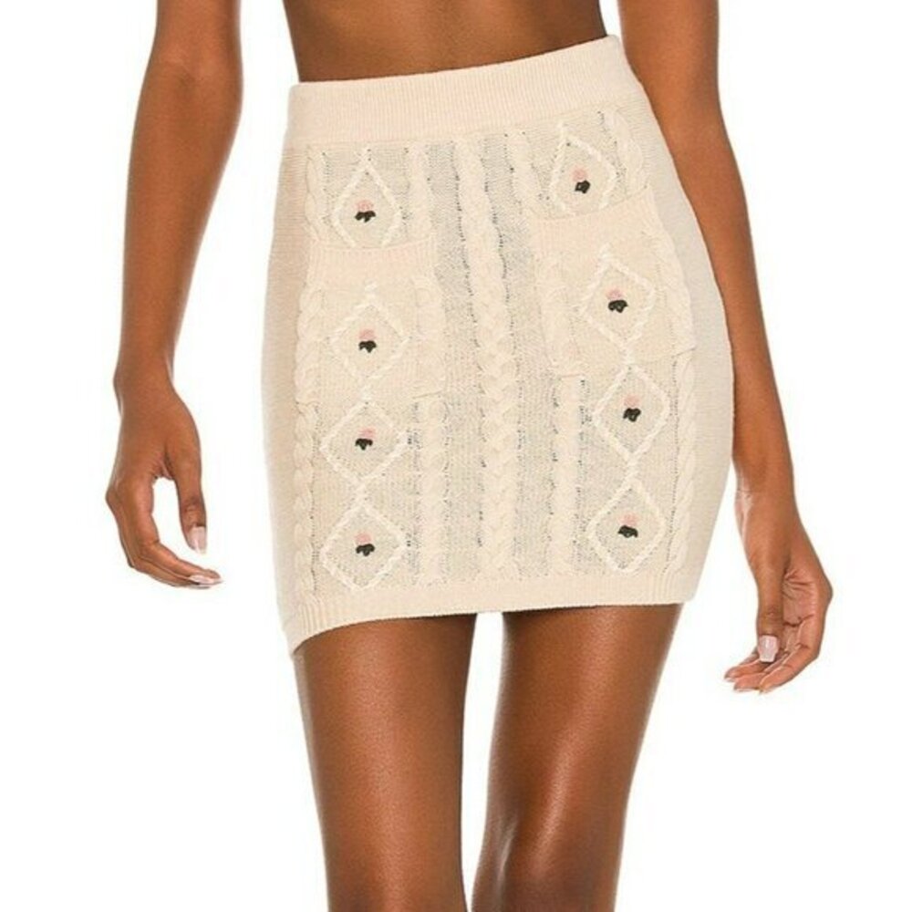 MAJORELLE Bella Skirt in Oatmeal w Embroidery